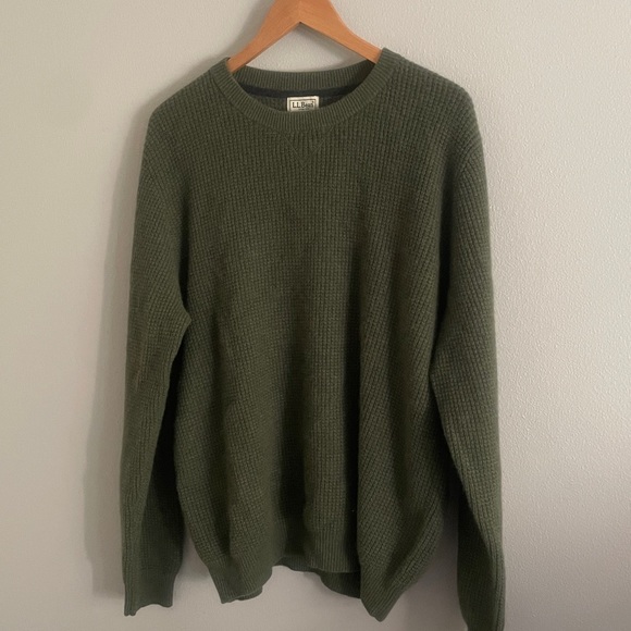 L.L. Bean Men’s Green 100% Cashmere Sweater Size XL - Picture 2 of 9